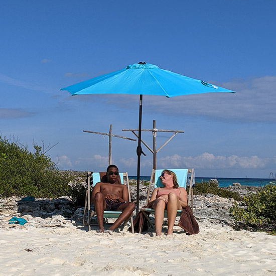 man woman on beach